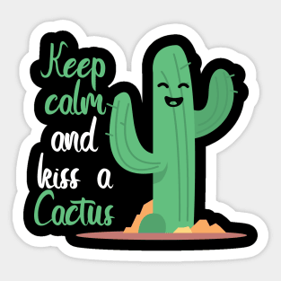 Cactus keep calm kiss funny Sticker